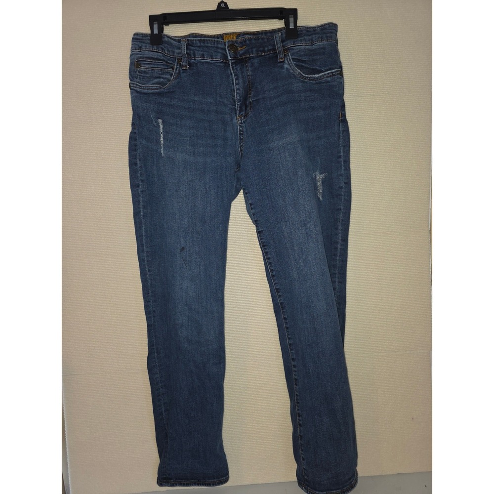 Kut from the Kloth Women Medium Wash Distressed Skinny Jeans 30 Inseam
